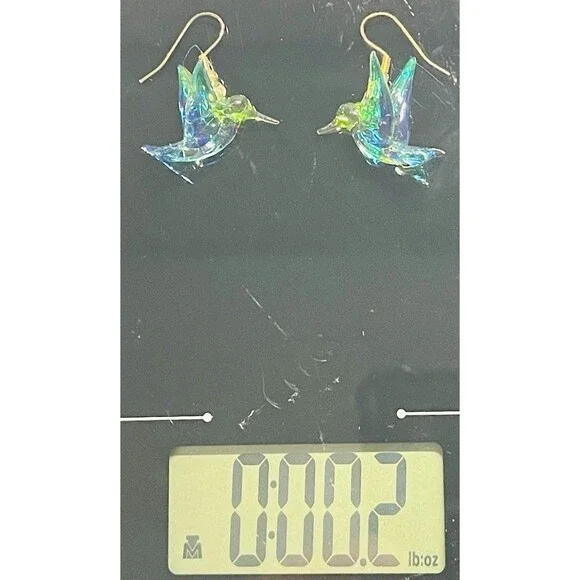 Artisan Glass Hummingbird Earrings Fishhook Back - Picture 8 of 9